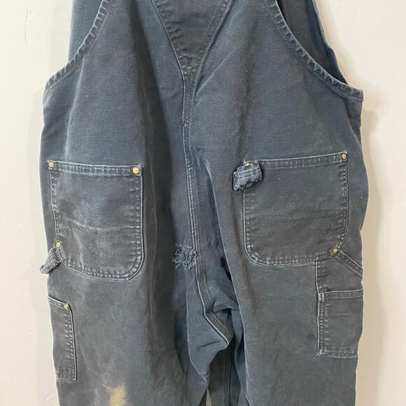 Carhartt Men's R01 Overalls Carpenter Workwear Black Flaw 48 Grunge Destroyed - Picture 4 of 10